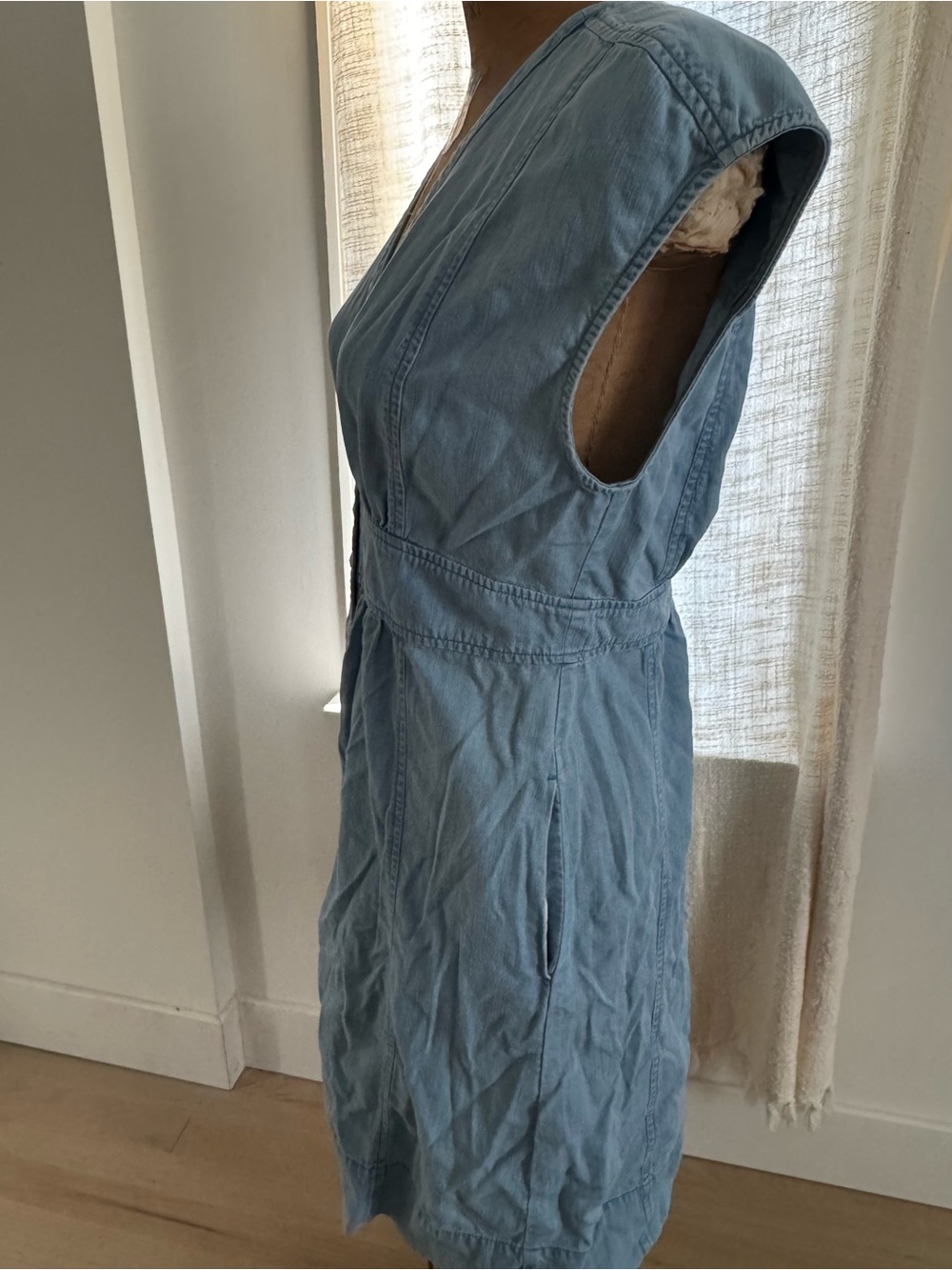 Madewell Light Blue Chambray Button-Front Mini Dress - Picture 7 of 10